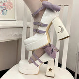 Vipkoala Kawaii Lolita Shoes Girl Platform Mary Jane Shoes Punk Star Moon Buckle Strap Super High Heels New Female Cool Rivet Pumps