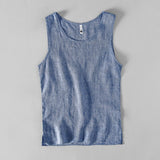 Vipkoala Pure Linen Sleeveless White Tank Top Men Summer Solid Breathable Vest Tees Casual Man Vests