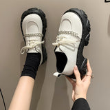 Vipkoala New Thick Soled Women Shoes Fashion Solid Color Round Head Women Sneakers Fashion Personality British Style Women Shoes