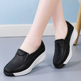 Vipkoala Women Flats Comfortable Loafers Shoes Woman Breathable Leather Sneakers Women Fashion Black Soft Casual Shoes Female