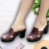 Vipkoala Women Summer New High Heels Slippers Feamle Thick Heel High-heeled Casual Shoes Outdoor Heel Slippers Footwear Zapatos De Mujer