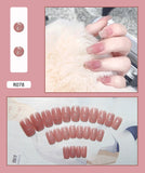 24Pcs/Set Short False Press on Nail Tip with Glue Designs Detachable Reusable Fake Nails with Glue Stick-on Nail Art DIY Tips