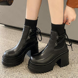 Vipkoala Women High Heels Chelsea Ankle Sock Boots Winter New Trend Fashion Thick Platform Motorcycle Boots Casual Shoes Snow Botas