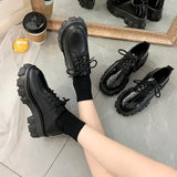 Vipkoala Autumn Spring Chunky Sneakers Platform Shoes Women's Casual Shoes Height Increase Ladies Thick Heel Leather Black Zapatos Mujer