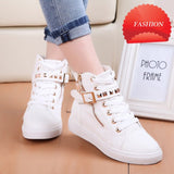 Vipkoala New Fashion Platform Shoes for Women Casual Rivet canvas shoes women high top sneakers Designer Flats High Quality Boots