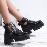 Vipkoala Platform Heeled Mary Janes Pumps for Women Metal Chain Buckle Gothic Black Punk Cosplay Casual JK Street High Heels Shoes
