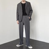 Vipkoala Men Straight Casual Pants Summer New Korean Style Baggy Personality Slit Wide Leg Blazer Pants Trousers Male Streetwear