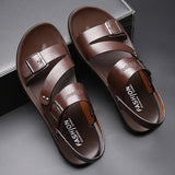 Vipkoala New Big Size Casual Fashion Men Shoes Slip-On PU Leather Soft Non-slip Beach Summer Sandals Slippers Flats Flip Flop