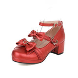 Vipkoala Spring Autumn Women Pumps Lolita Shoes Platform High Heels Black Red T-Belt Buckle Mary Jane Shoes Bow Ladies Party Shoes