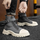 Vipkoala Men Military Boots  Outdoor Fashion Canvas High Top Shoes Men Casual Shoes Ankle Boots Black Chelsea Boots Zapatos De Hombre