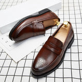 Vipkoala Luxury Brand Penny Loafers men Casual shoes Slip on Leather Dress shoes big size 38-46 Brogue Carving loafer Driving party