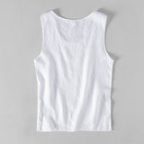 Vipkoala Pure Linen Sleeveless White Tank Top Men Summer Solid Breathable Vest Tees Casual Man Vests