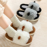 Vipkoala Women Faux Fur Pillow Slippers Lovers Winter Home Floor Shoes Open Toe Female Male Indoor Platform Slipper Ladies Fashion Slides