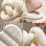 Vipkoala Warm Faux Fur Slippers Women Indoor Street Shoes Cross Strap Thick Sole Ladies Fashion Slides Soft Female Furry Slipper