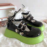 Vipkoala Sweet Leather Shoes New Female Mary Jane Thick-soled Increase Japanese Lolita Shoes Summer Thin Jk Shoes Green