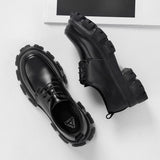 Vipkoala Male Leather Shoes Men New Chunky Platform Retro Work Shoes Spring Autumn Derby Shoes Low Top Man Casual Flats