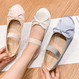 Vipkoala Shoes Women's Shoes Round Toe Plus Size Women's Shoes Bow Silk Satin Ballet Flats  Spring/Autumn Flats Women Shoes