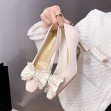 Vipkoala New Sexy Fashion Women High-heeled Shoes Stiletto Bowknot Beaded Wedding Shoes Women Luxury Party Casual Women Shoes