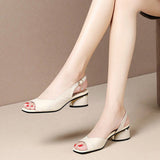 Vipkoala New Summer Woman Sandals Open Toe Pumps Back Strap Mid Heels Shoes Peep Toe Ladies Shoes Classical Dress Sandalias Mujer Pumps