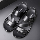 Vipkoala New Big Size Casual Fashion Men Shoes Slip-On PU Leather Soft Non-slip Beach Summer Sandals Slippers Flats Flip Flop