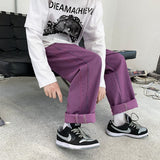 Vipkoala Vintage Green Purple Straight Baggy Jeans Men New Fashion Streetwear Oversize Wide Leg Bright Line Jeans Y2k Denim Trousers