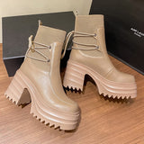 Vipkoala Women High Heels Chelsea Ankle Sock Boots Winter New Trend Fashion Thick Platform Motorcycle Boots Casual Shoes Snow Botas