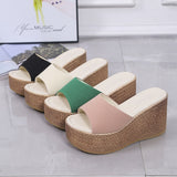 Vipkoala Slippers New Fashion Summer Fish Mouth High Heel Platform Wedge Heel Sandals One Word Beach  Height Increase Comfort Shoes