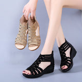 Vipkoala New Fashion Wedge Sandals Women Summer Shoes Elegant Ladies Rome Sandals Brand Female Sandalias Black Wedge Heels