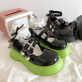 Vipkoala Sweet Leather Shoes New Female Mary Jane Thick-soled Increase Japanese Lolita Shoes Summer Thin Jk Shoes Green