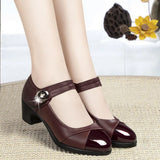 Vipkoala Women Light Weight Wine Red Office Square Heel Pumps Lady Casual High Quality Black Pu Leather Party Shoeshjm7