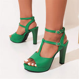 Vipkoala Shoes Gladiator Sandals Platform Heels Roman Shoes Woman Ankle Strap Buckle Summer Peep Toe Sandals Size 34-43 Green Black Orang