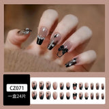 24pcs Ballet False Nail Full Cover Fake Nail Butterfly Love Nails Tip French Coffin Nails Press on Nails Free Shipping