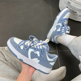 Vipkoala Summer Preppy Style Girly Heart Fashion Blue Casuals Sneakers New Couple Trend Lace-up White Shoes Sneakers Women's Sports Shoes