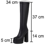 Vipkoala Brand New Big Size Autumn Winter Knee High Boots Ladies Platform Chunky High Heels Motorcycle Boots Women Sexy Party Shoes Woman