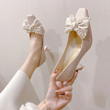 Vipkoala New Sexy Fashion Women High-heeled Shoes Stiletto Bowknot Beaded Wedding Shoes Women Luxury Party Casual Women Shoes