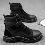 Vipkoala Men Military Boots  Outdoor Fashion Canvas High Top Shoes Men Casual Shoes Ankle Boots Black Chelsea Boots Zapatos De Hombre