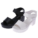 Vipkoala Summer New Fashion Elegant Chunky Heels Women's Sandals Casual Peep Toe Rubber Sole Non-slip Block Heels Ladies Black Heels