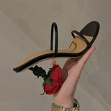 Vipkoala New Fashion Elegant Open Toe Rose Sandals Women's Stiletto High Heels Slippers Luxury Sandals Women Designers