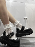 Vipkoala Women Platform Mary Janes Heels Pumps Shoes Round Toe Goth Punk Style Heeled Wedges Cosplay Shoes For Women