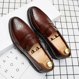 Vipkoala Luxury Brand Penny Loafers men Casual shoes Slip on Leather Dress shoes big size 38-46 Brogue Carving loafer Driving party