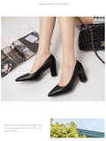 Vipkoala New High Heels Pointed Pumps Women Shoes Closed Shallow Office Square Heel Heels Ladie Dress Party Slip-On Comfort Wedding Shoes