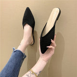 Vipkoala Woman Mules Shoes Outdoor Women Slippers Female Square Toe Shallow Low-heel Casual Shoes Comfortable Slippers Slides