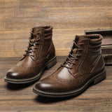 Vipkoala Brogue Men Ankle Boots Brand Winter Retro Handmade Shoes For Men