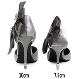 Vipkoala New Bow-knot Women Pumps Designer Shoes High Heels Sandals Women Satin Stiletto Heels Sexy Pearl Wedding Shoes Plus Size 43