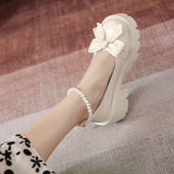 Vipkoala Bows Lolita Shoes Women Japanese Style Mary Jane Shoes Women Vintage Shallow High Heels Chunky Platform Shoes Cosplay Female