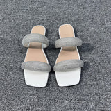 Vipkoala Women Summer Shoe Flat Heels Summer Trendy Bling Rhinestone Girls Beach Slides Outside Leisure Party Slippers for Ladies