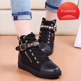 Vipkoala New Fashion Platform Shoes for Women Casual Rivet canvas shoes women high top sneakers Designer Flats High Quality Boots