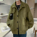 Vipkoala Mens Corduroy Jacket Autumn Winter Streetwear Casual Loose Fashion Coats