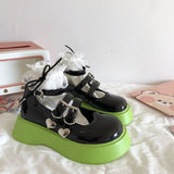 Vipkoala Sweet Leather Shoes New Female Mary Jane Thick-soled Increase Japanese Lolita Shoes Summer Thin Jk Shoes Green