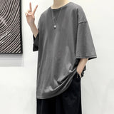 Vipkoala  Men's Casual Oversized T shirts Harajuku Cotton Short Sleeve T-shirt Unisex Basic Tops Solid Colors Tees 5XL